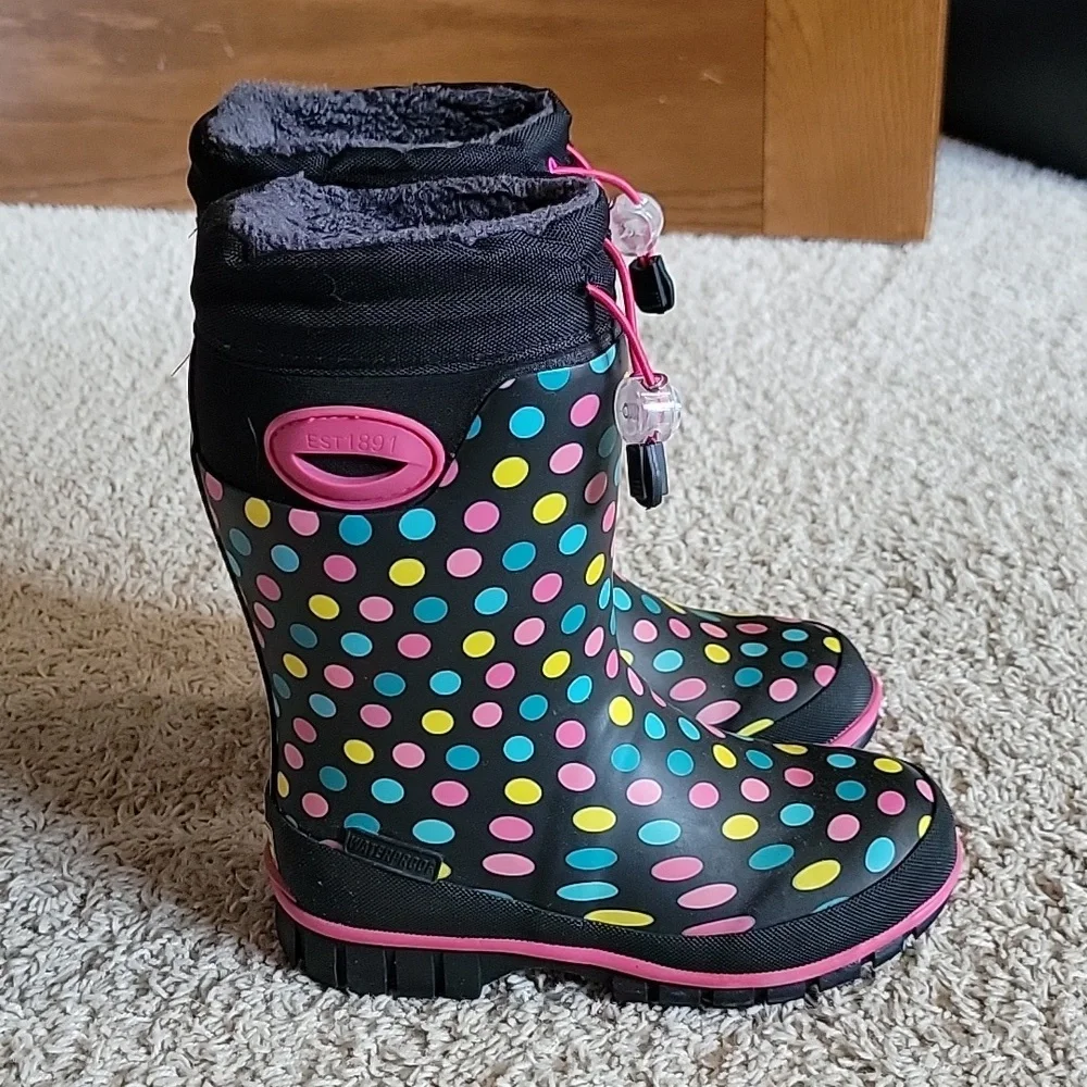 Western Chief Girls Size 12 Waterproof Winter Boots Faux Fur Lined -30°F EUC - Picture 8 of 14